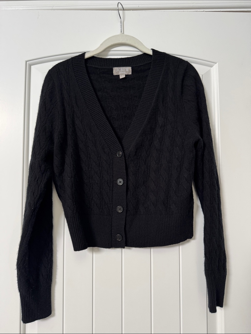 J. Crew Black Cashmere Cardigan - Medium